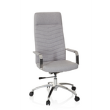 Light grey Home Office Chair SARANTO PLUS with armrests and five-caster base by hjh OFFICE – 360-degree view (front view 20°)