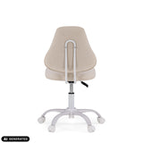 Rear view of the Lumikid swivel chair for children in beige with white base and castors by hjh OFFICE (AI-generated image)