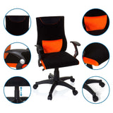 Swivel Chair – Children KIDDY PRO AL in black-orange with detailed views of armrests and star base by hjh OFFICE
