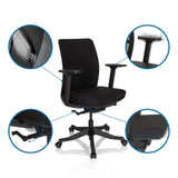 Adjustment options of the Professional Office Chair SENATOR for armrests, seat height and seat depth by hjh OFFICE