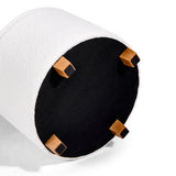 Underside with four wooden feet and black glides of the Storiano S upholstered stool by hjh LIVING