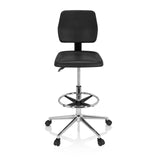 Black Counter chair TOP WORK 11 I with footring and five-caster base by hjh OFFICE – 360-degree view (front view 0°)