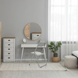 Grey PVC folding chair TUDELA BASIC in a bright room with a white dressing table by hjh OFFICE