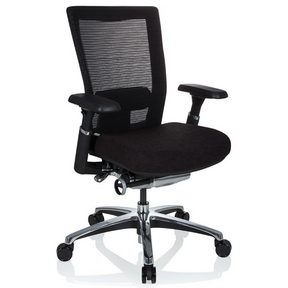 High-End-Bürostuhl NOVA PRO ALU in Schwarz mit Netzrückenlehne und glänzendem Fußkreuz von hjh OFFICE