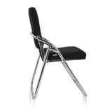 Black Folding chair ESTO with fabric cover and chrome frame by hjh OFFICE – 360-degree view (side profile 100°)
