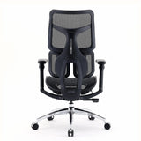 Rear view of the Professional Office Chair S100-M301 in black with mesh back and chrome base by Sihoo