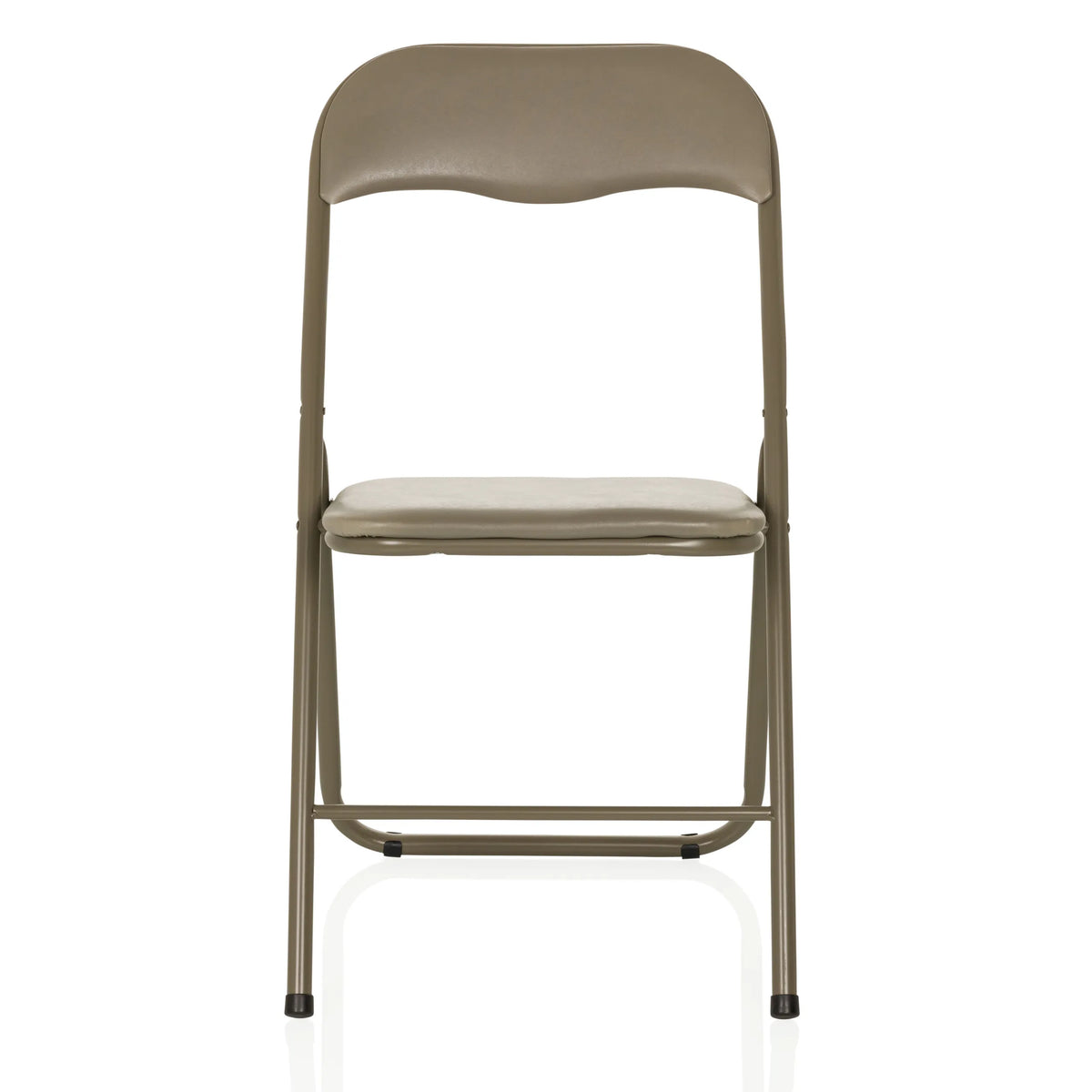 Taupe folding chair TUDELA BASIC with PVC padding by hjh OFFICE – 360-degree view (front view 0°)