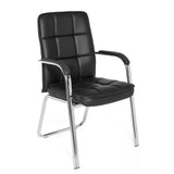 Black guest chair BORNE with quilted upholstery and sled base by hjh OFFICE – 360-degree view (front three-quarter view 40°)