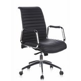 Black Professional Executive Chair ASPERA 10 with stitching, armrests and five-caster base by hjh OFFICE – 360-degree view (front three-quarter view 40°)