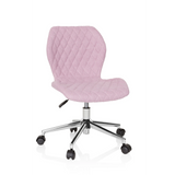 Pink Swivel Chair – Children JOY II with quilted look and five-caster base by hjh OFFICE – 360-degree view (front view 20°)