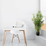 Green artificial plant MINI BAMBUS in a black pot next to a white desk by hjh OFFICE