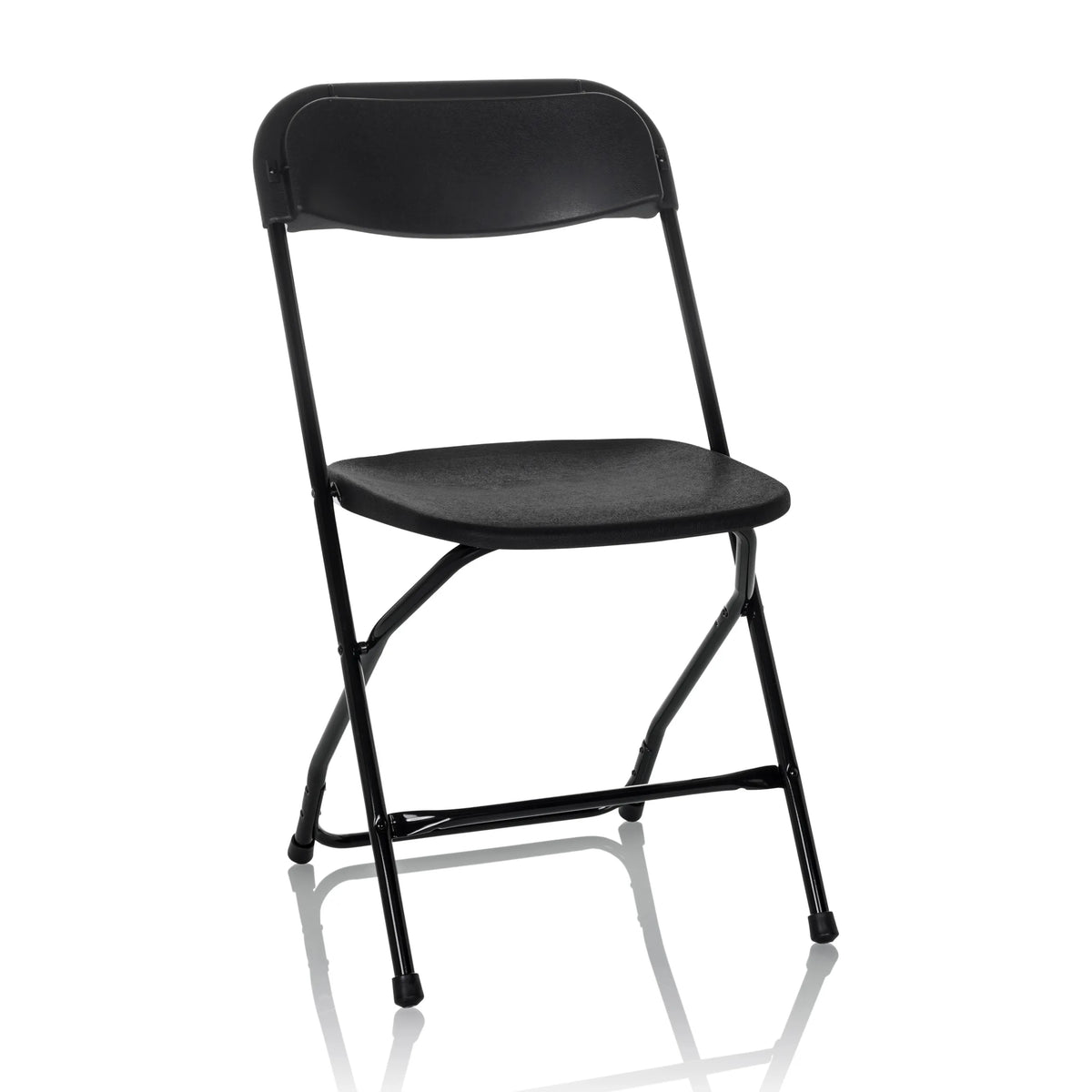 Black Outdoor chair TUDELA XXL B with simple backrest and metal frame by hjh OFFICE – 360-degree view (front view 15°)