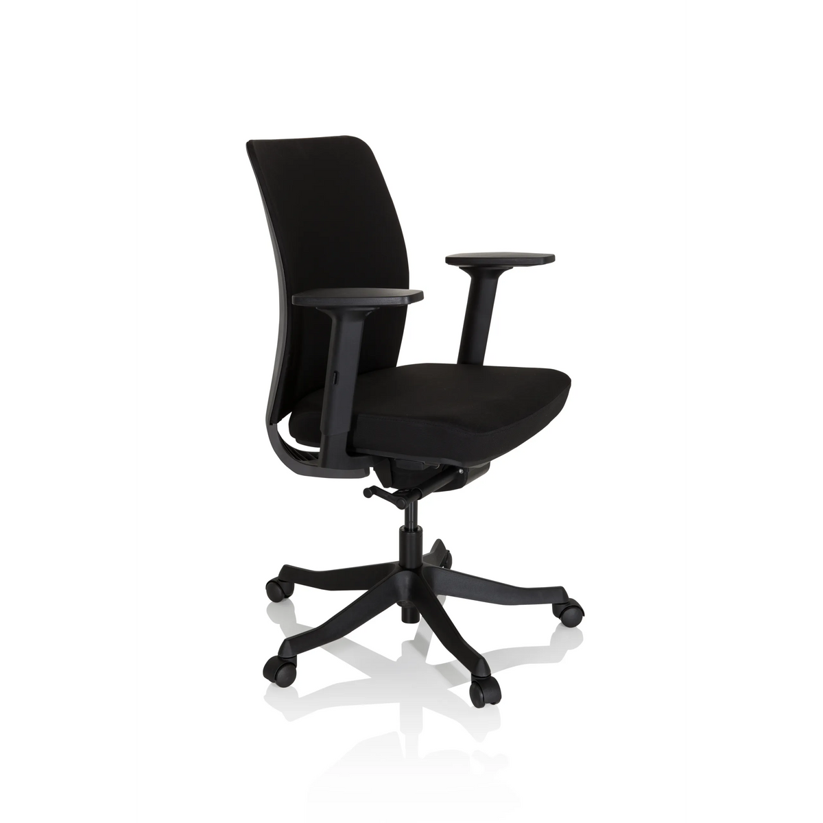 Black Professional Office Chair SENATOR with armrests and a five-caster base by hjh OFFICE – 360-degree view (front three-quarter view 60°)