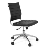Black Professional Office Chair TRISHA with quilted upholstery and five-caster base by hjh OFFICE – 360-degree view (front three-quarter view 60°)