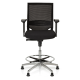 Black Counter chair TOP WORK 77 with mesh back, foot ring and five glides by hjh OFFICE – 360-degree view (front view 0°)
