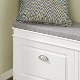 White drawer with silver-coloured handle and grey seat of the Shoe Cabinet ESTHA I by hjh LIVING