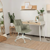 Grey Home Office Chair SOLAO LIFE W with fabric upholstery and white five-star base on castors by hjh LIVING
