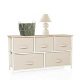 Chest of drawers FOLDAR in beige with five fabric drawers and white frame by hjh LIVING