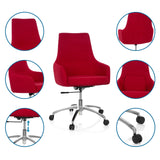 Red Home Office Chair SHAKE 100 with detailed views of upholstery, gas spring and double castors by hjh OFFICE