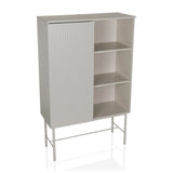 Grey Shelf SIO with a ribbed door compartment, two open shelves and frame by hjh LIVING – 360-degree view (front view 15°)