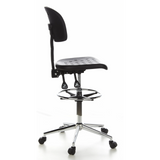 Black Counter chair TOP WORK 23 with foot ring and five-caster base by hjh OFFICE – 360-degree view (side profile 100°)