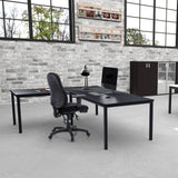 Black Professional Office Chair ZENIT PRO with armrests at an L-shaped desk by hjh OFFICE