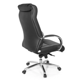 Black Swivel Chair XXL G 600 with armrests and five-caster base by hjh OFFICE – 360-degree view (rear three-quarter view 120°)