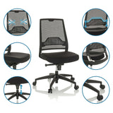 Professional Office Chair PORTO ECO I in black with mesh backrest, adjustable seat height and castors by hjh OFFICE