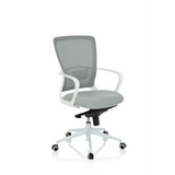 Grey Home Office Chair ESTRIA with mesh back and five-caster base by hjh OFFICE – 360-degree view (front three-quarter view 40°)