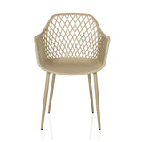 Beige Outdoor chair BEGIO L with mesh backrest and four legs by hjh LIVING – 360-degree view (front view 0°)