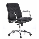 Black Professional Executive Chair VILLA 10 with quilted upholstery and five-caster base by hjh OFFICE – 360-degree view (front three-quarter view 40°)