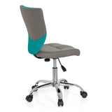 Grey-turquoise Swivel Chair – Children KIDDY COMFORT with star base and five castors by hjh OFFICE – 360-degree view (rear three-quarter view 120°)
