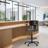Black Counter chair TOP WORK B1 with footrest and castors by hjh OFFICE