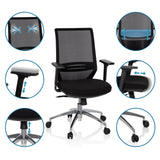 Professional Office Chair PROFONDO in black with adjustable armrests and mesh backrest by hjh OFFICE