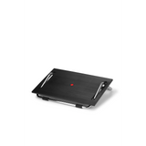 Black Footrest PODI III with ribbed surface and two carrying handles by hjh OFFICE – 360-degree view (front three-quarter view 40°)