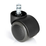 Black Castors 5x ROLO FREE 11mm/50mm for hard floors with metal pin by hjh OFFICE – 360-degree view (front view 0°)