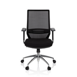 Black Professional Office Chair PROFONDO with mesh back and five-caster base by hjh OFFICE – 360-degree view (front view 0°)