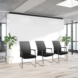 Three FALCONE V cantilever chairs in black and grey with armrests in a bright office by hjh OFFICE