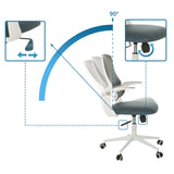 Adjustment mechanisms of the Home Office Chair MIKO W ECO with 90 degree tilt by hjh OFFICE