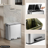 Clean 13 S wastepaper bin in silver with two compartments, bin liners and handles by hjh OFFICE (AI-generated image)