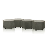 Four grey BAREO upholstered stools in hexagonal shape with black feet by hjh OFFICE