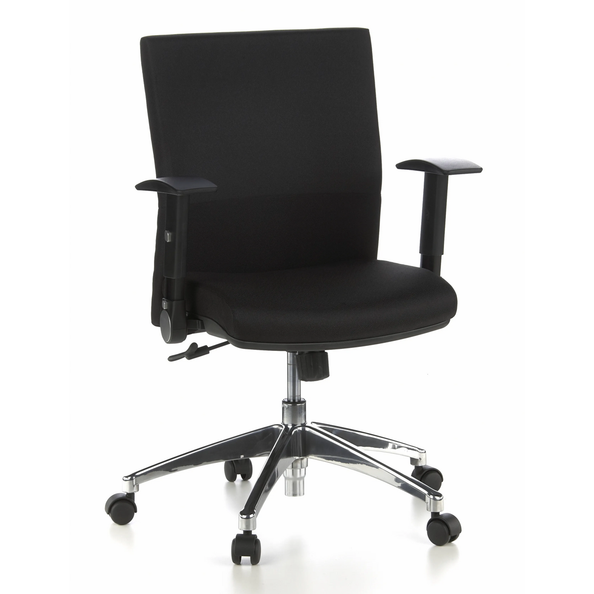 Black Professional Office Chair LAGUNA PRO with armrests and a five-caster base by hjh OFFICE – 360-degree view (front view 20°)