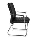 Black guest chair STEEL V with horizontal stitching and sled base by hjh OFFICE – 360-degree view (side profile 80°)