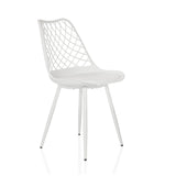 White Outdoor chair BEGIO S with a grid backrest and four legs by hjh LIVING – 360-degree view (front three-quarter view 45°)