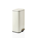 Beige Wastepaper Clean 1 with pedal opening and flat lid by hjh OFFICE – 360-degree view (front three-quarter view 60°)