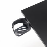 Black cup holder on the edge of the Stand K standing desk by hjh OFFICE