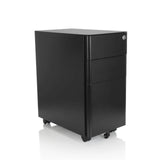 Black metal Mobile Drawer Unit COLOR I with three drawers and four castors by hjh OFFICE – 360-degree view (front three-quarter view 40°)