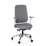 Grey Professional Office Chair CHIARO T4 WHITE with armrests and a five-caster base by hjh OFFICE – 360-degree view (front view 20°)