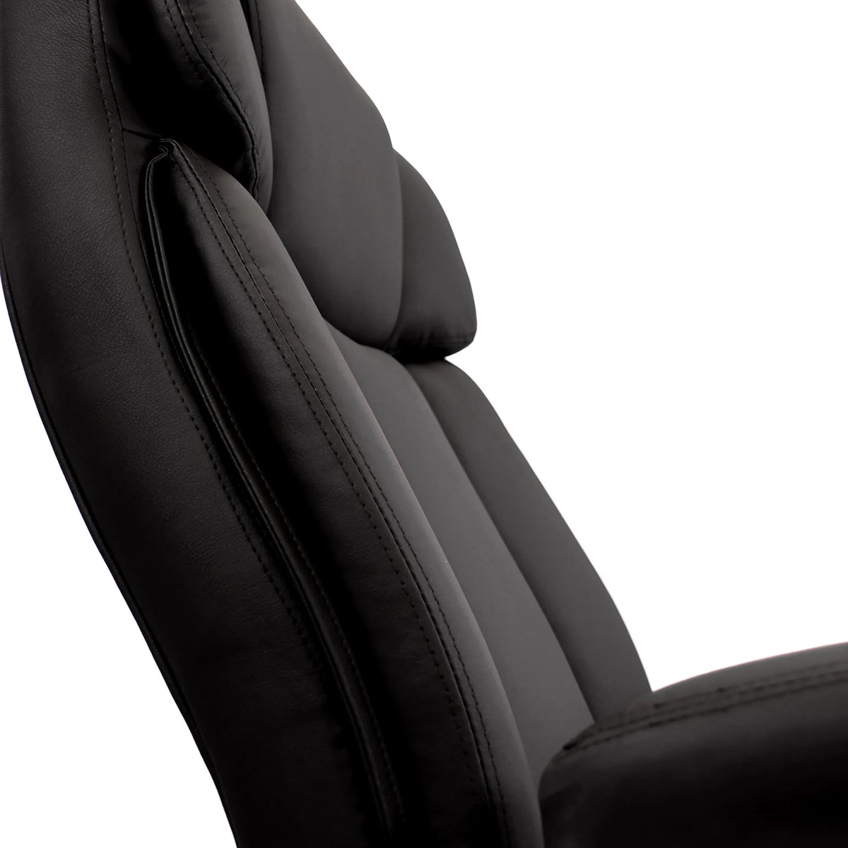 Black faux leather upholstery of the backrest of the BUILDER XXL I swivel chair by hjh OFFICE