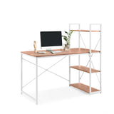Office Desk Easy Up3 in white and oak with integrated shelf and three storage surfaces by hjh LIVING